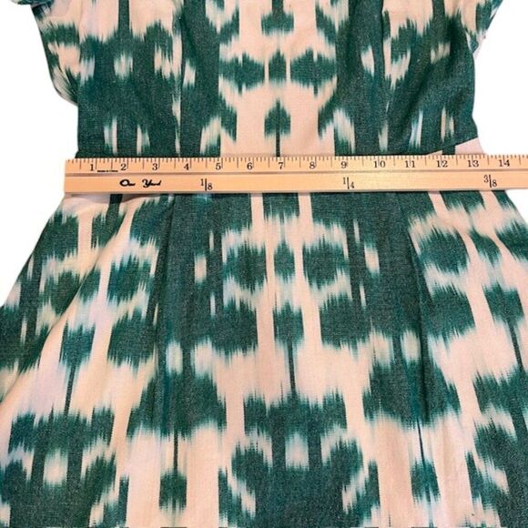 Vineyard Vines Fit and Flare Ikat Green and White Linen Look Cotton Dress Size 2 - Picture 10 of 12
